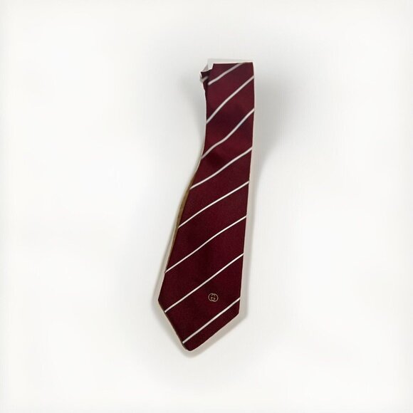 Vintage Gucci 100% SILK Neck Tie Mens Red And White EUC Striped Made in Italy - Picture 1 of 3